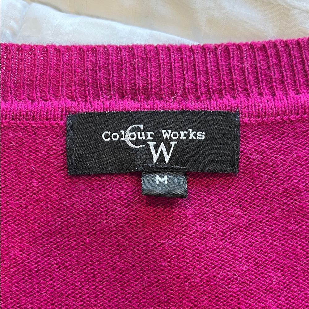 Women's V-Neck Sweater - Hot Pink/Magenta - Picture 2 of 4